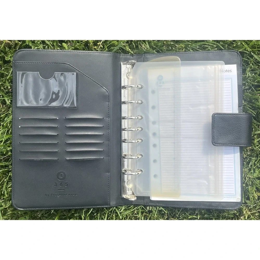 Vintage Franklin Covey‎ Black Compact 365 Planner Organizer 7 Ring Classic